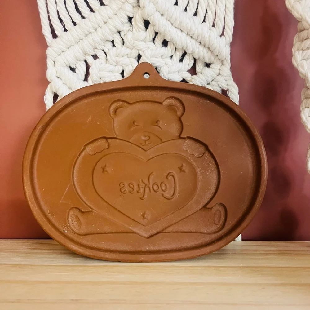 Vintage Roseville Teddy‎ Bear Cookie Mold | Brown Ceramic | Decor